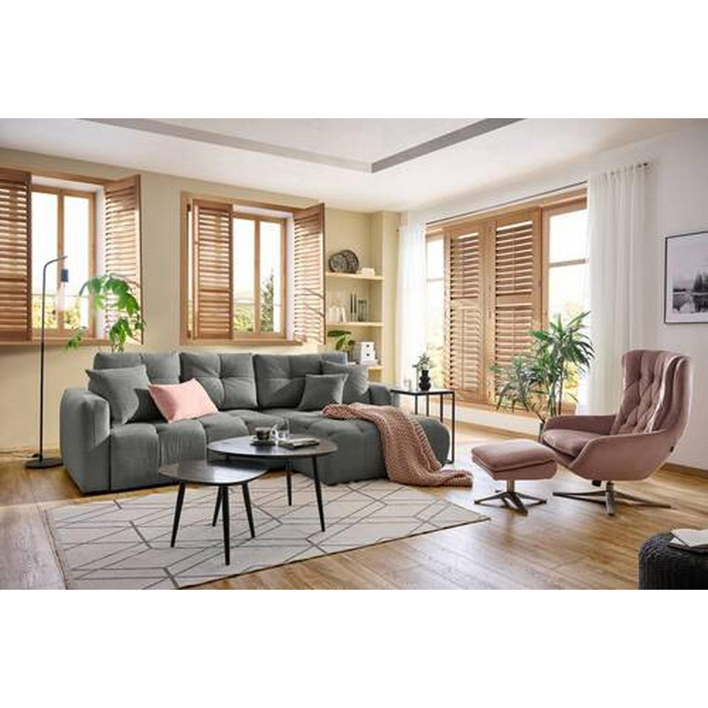 Thumbnail - Hom`in Ecksofa, Dunkelgrau, Textil, 3-Sitzer, Füllung: Schaumstoff, Ottomane rechts, L-Form, 276x172 cm, Stoffauswahl, L...