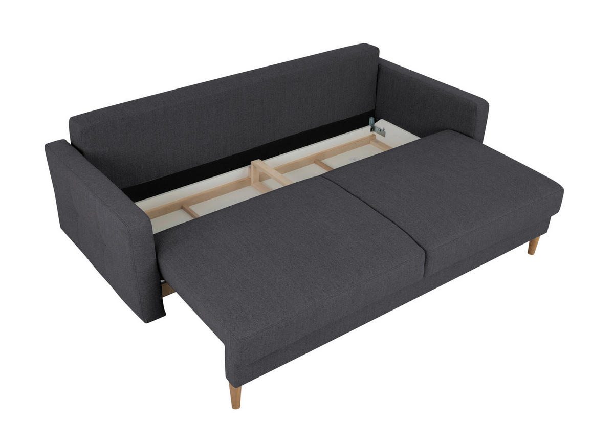 SCHLAFSOFA in Dunkelgrau  - Dunkelgrau/Buchefarben, Design, Holz/Textil (222/93/99cm) - MID.YOU