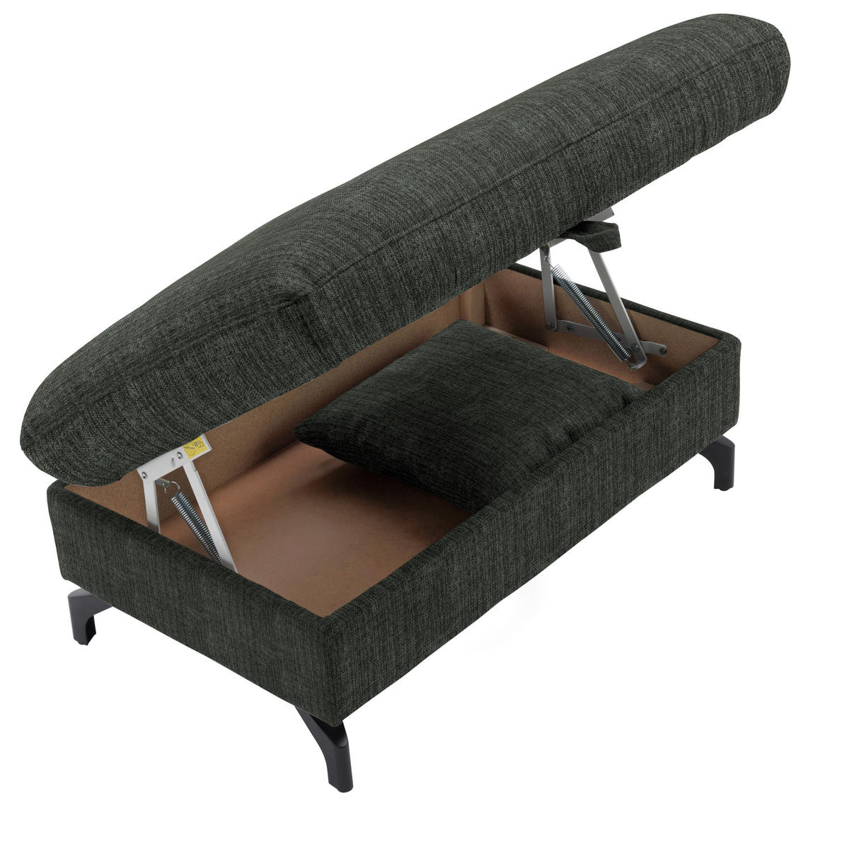 ECKSOFA in Flachgewebe, Leinenoptik Dunkelgrün  - Dunkelgrün/Schwarz, Modern, Textil/Metall (247/208cm) - Xora