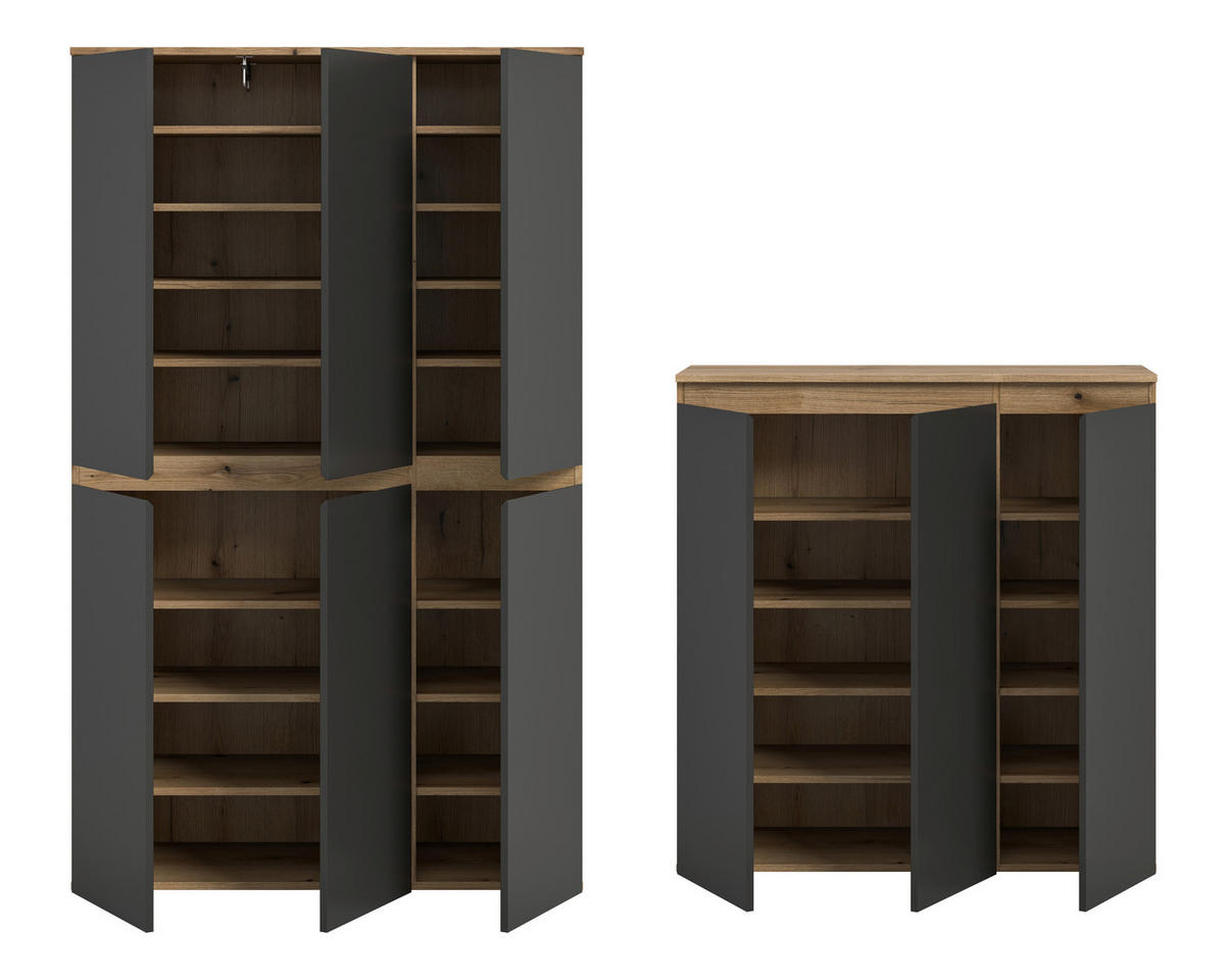 GARDEROBENSCHRANK  in 235/175/37 cm  - Eichefarben/Anthrazit, Design, Holzwerkstoff/Kunststoff (235/175/37cm) - Livetastic