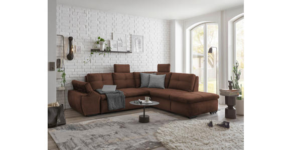 ECKSOFA  in Mikrovelours Kupferfarben  - Schwarz/Kupferfarben, KONVENTIONELL, Kunststoff/Textil (265/217cm) - Carryhome