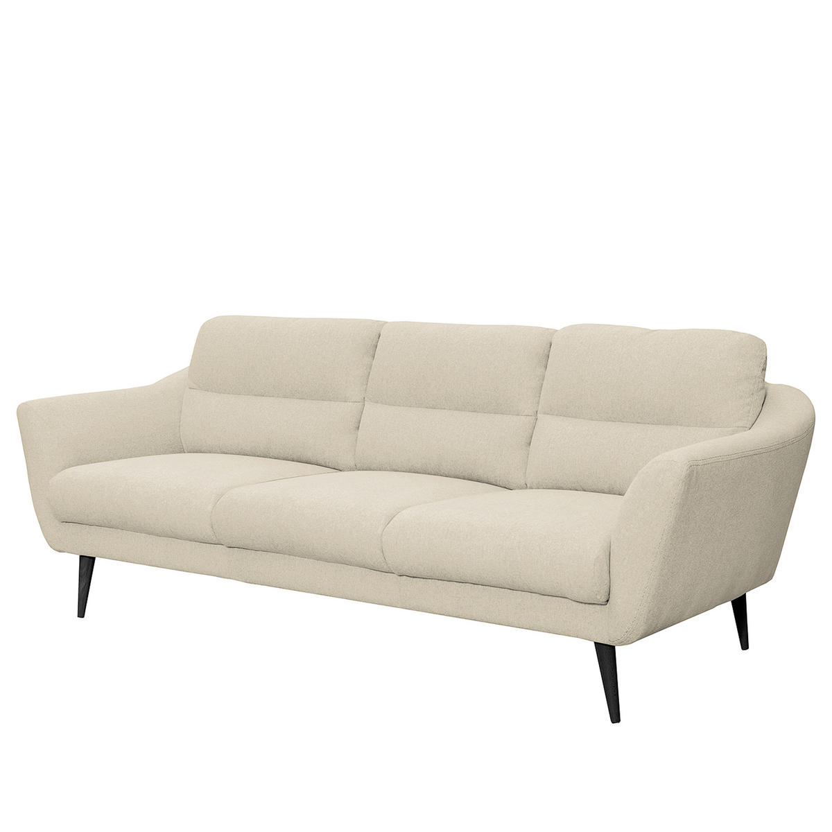 3-SITZER-SOFA in Webstoff Creme  - Creme/Schwarz, Design, Holz/Textil (209/87/88cm) - Livetastic