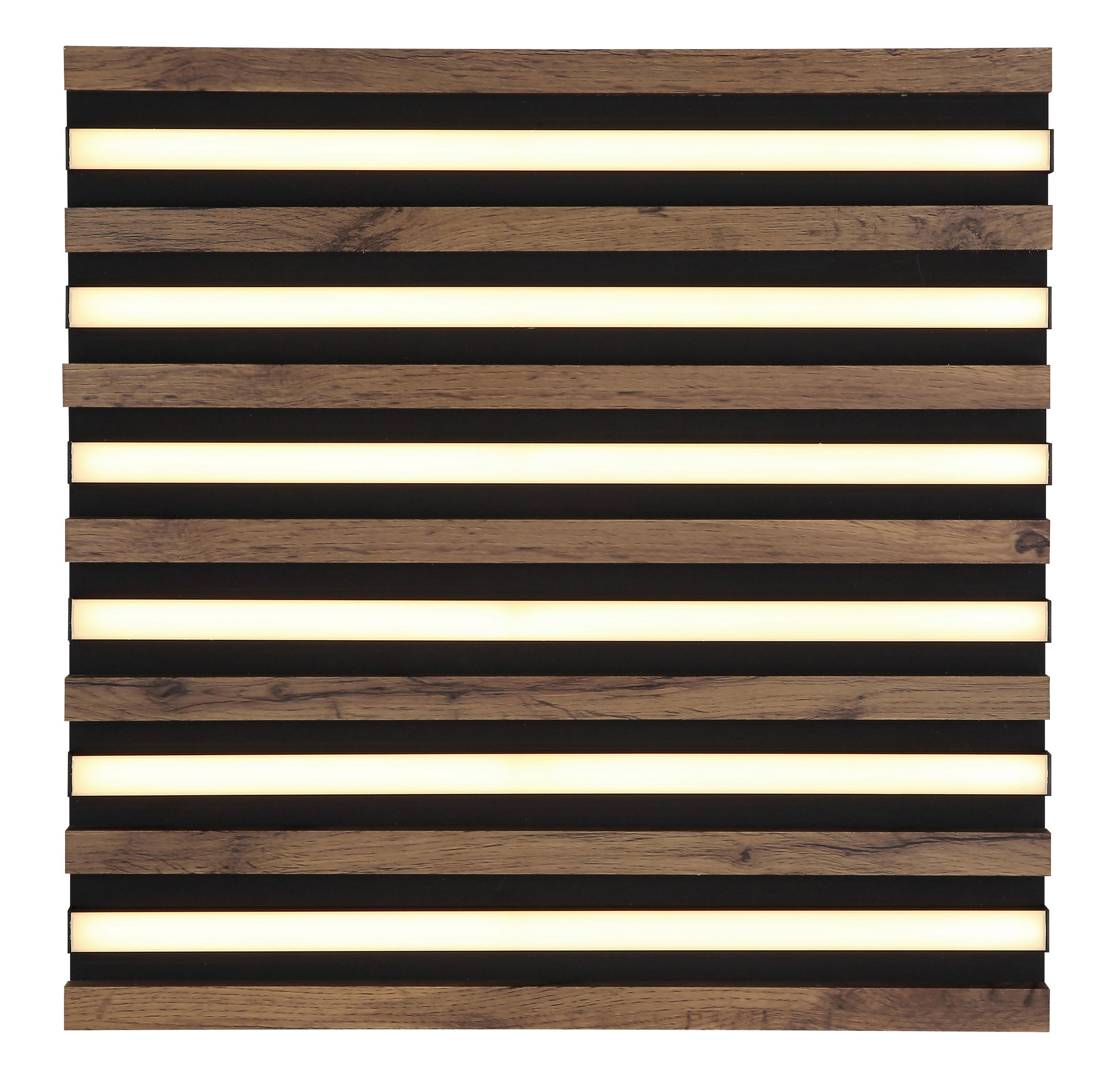 LED-DECKENLEUCHTE HAYDEN 45/45/5 cm   - Dunkelbraun/Schwarz, Natur, Holzwerkstoff/Kunststoff (45/45/5cm) - Globo