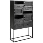 HIGHBOARD Mangoholz, Rattan massiv Schwarz  - Schwarz, KONVENTIONELL, Holz/Metall (90/160/37cm) - Ambia Home