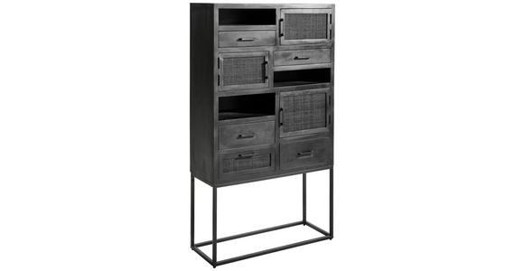 HIGHBOARD Mangoholz, Rattan massiv Schwarz  - Schwarz, KONVENTIONELL, Holz/Metall (90/160/37cm) - Ambia Home