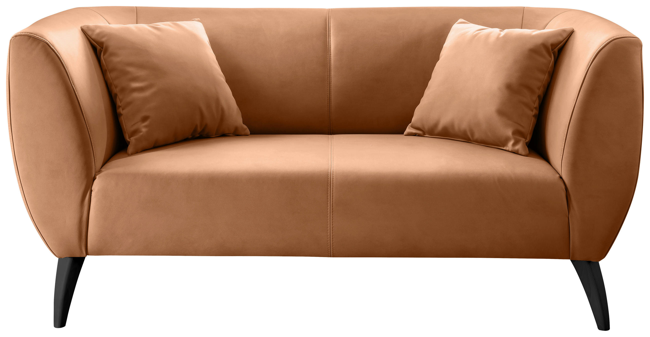 2-SITZER-SOFA Lederlook Cognac  - Cognac/Schwarz, MODERN, Holz/Textil (172/83/88cm) - Livetastic