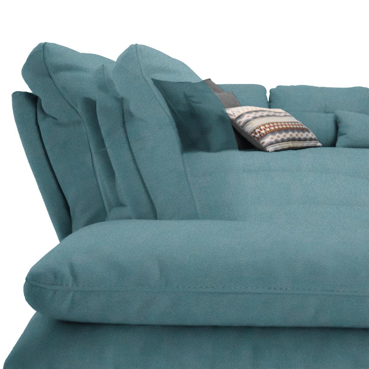 ECKSOFA in Flachgewebe Hellblau  344/271 cm  - Schwarz/Hellblau, Design, Textil/Metall (344/271cm) - Chilliano