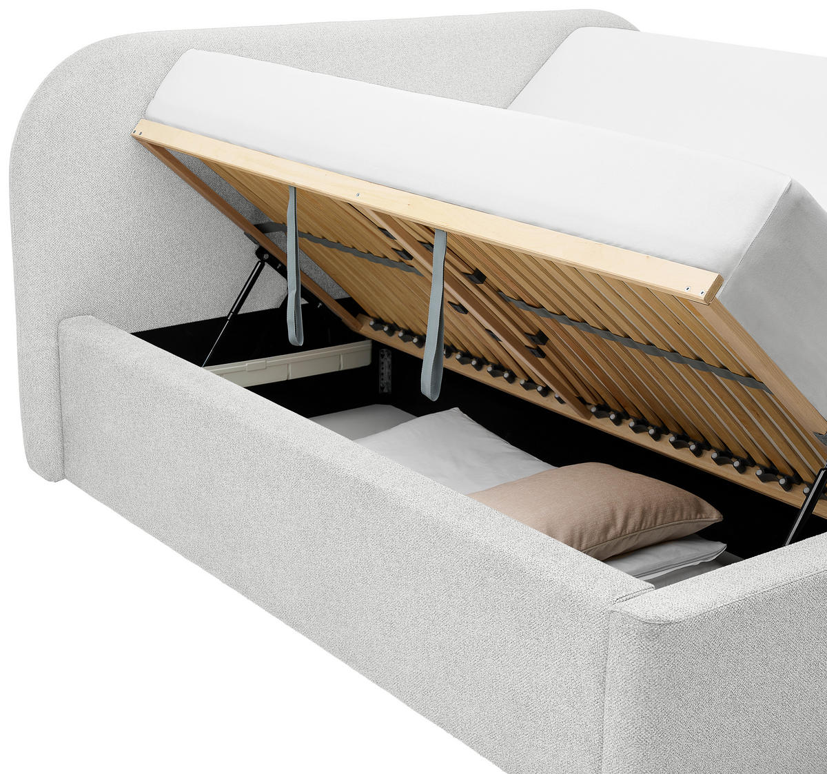 POLSTERBETT 180/200 cm  in Creme  - Creme/Schwarz, Design, Holz/Textil (180/200cm) - Boxxx
