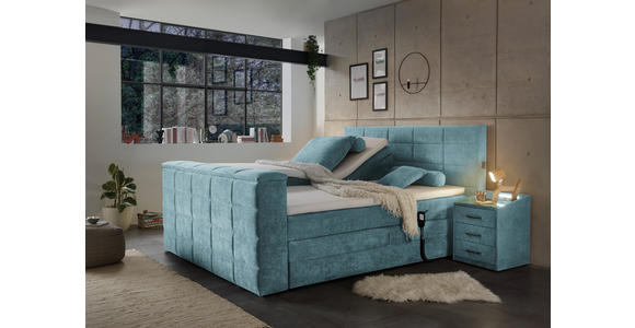 BOXSPRINGBETT 180/200 cm in Petrol - Petrol, KONVENTIONELL, Textil (180/200cm) - Carryhome