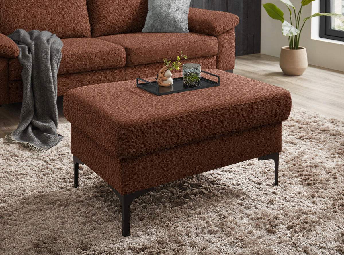 3-SITZER-SOFA in Flachgewebe Rostfarben  - Rostfarben/Schwarz, Design, Textil/Metall (226/89/97cm) - Pure Home Lifestyle