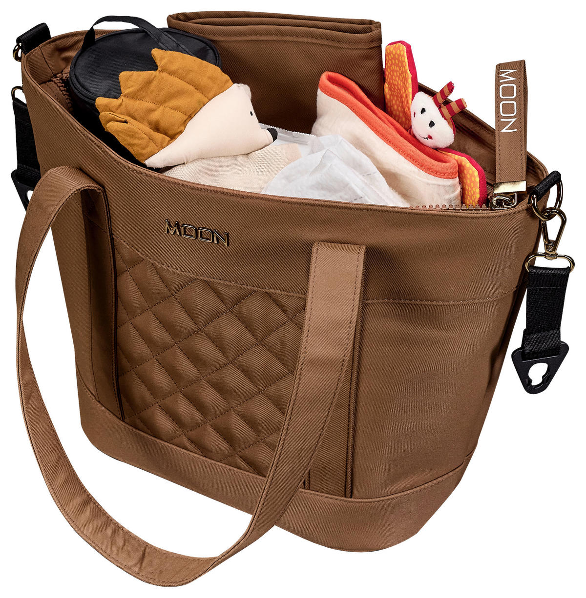 WICKELTASCHE V-Shape Bag  - Waldgrün/Cognac, Basics, Textil (41/16/28cm) - Moon