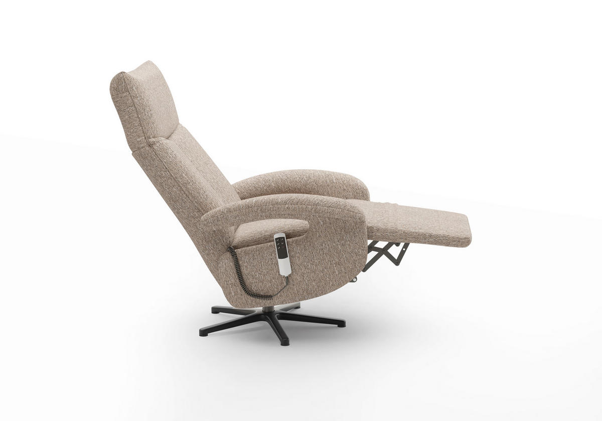 RELAXSESSEL Chenille Kopfteilverstellung, Rücken echt    - Schwarz/Cappuccino, MODERN, Textil/Metall (74/112/82cm) - Sit & More