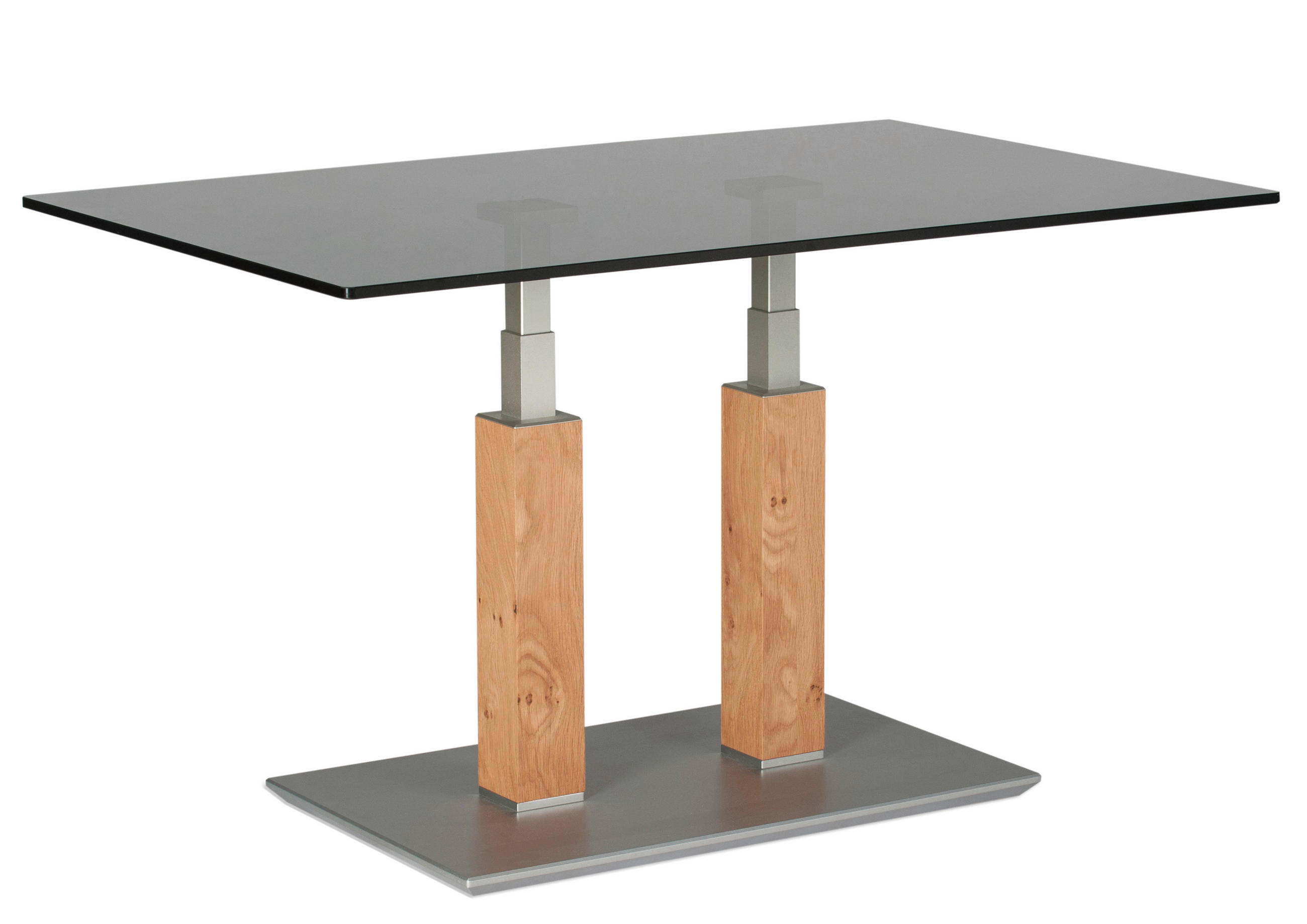 COUCHTISCH furniert ESG 110/70/46-65 cm rechteckig Wildeiche  - Wildeiche, Design, Glas/Holzwerkstoff (110/70/46-65cm)