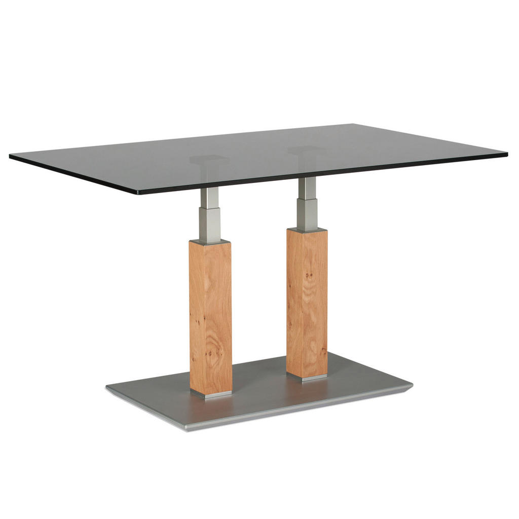 Thumbnail - Xxxl Couchtisch, Wildeiche, Metall, Glas, Holzwerkstoff, furniert, rechteckig, eckig, Bodenplatte, 70x46-65x110 cm, höhe...