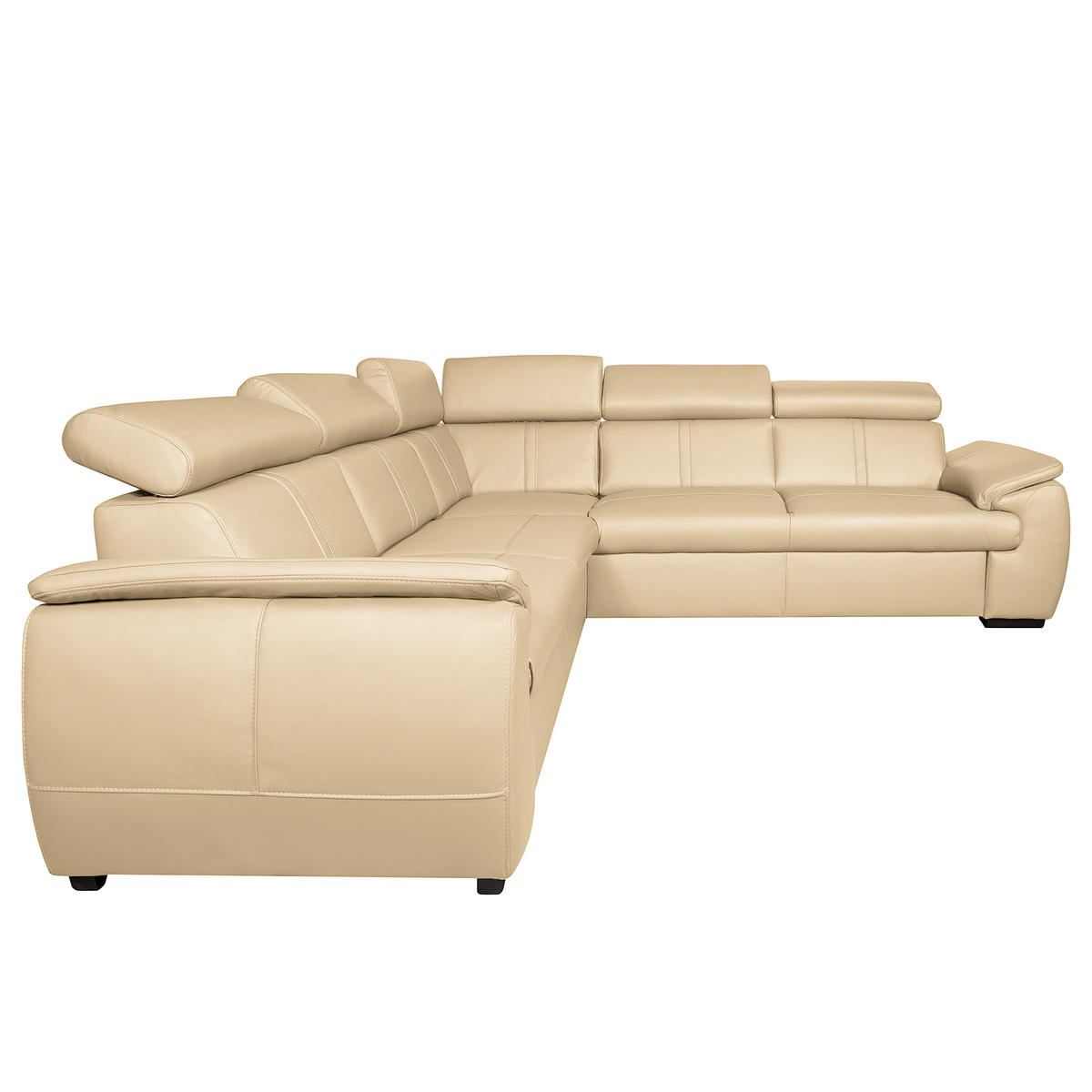 ECKSOFA Beige Echtleder  - Beige/Schwarz, Design, Leder/Holz (265/265cm) - Livetastic