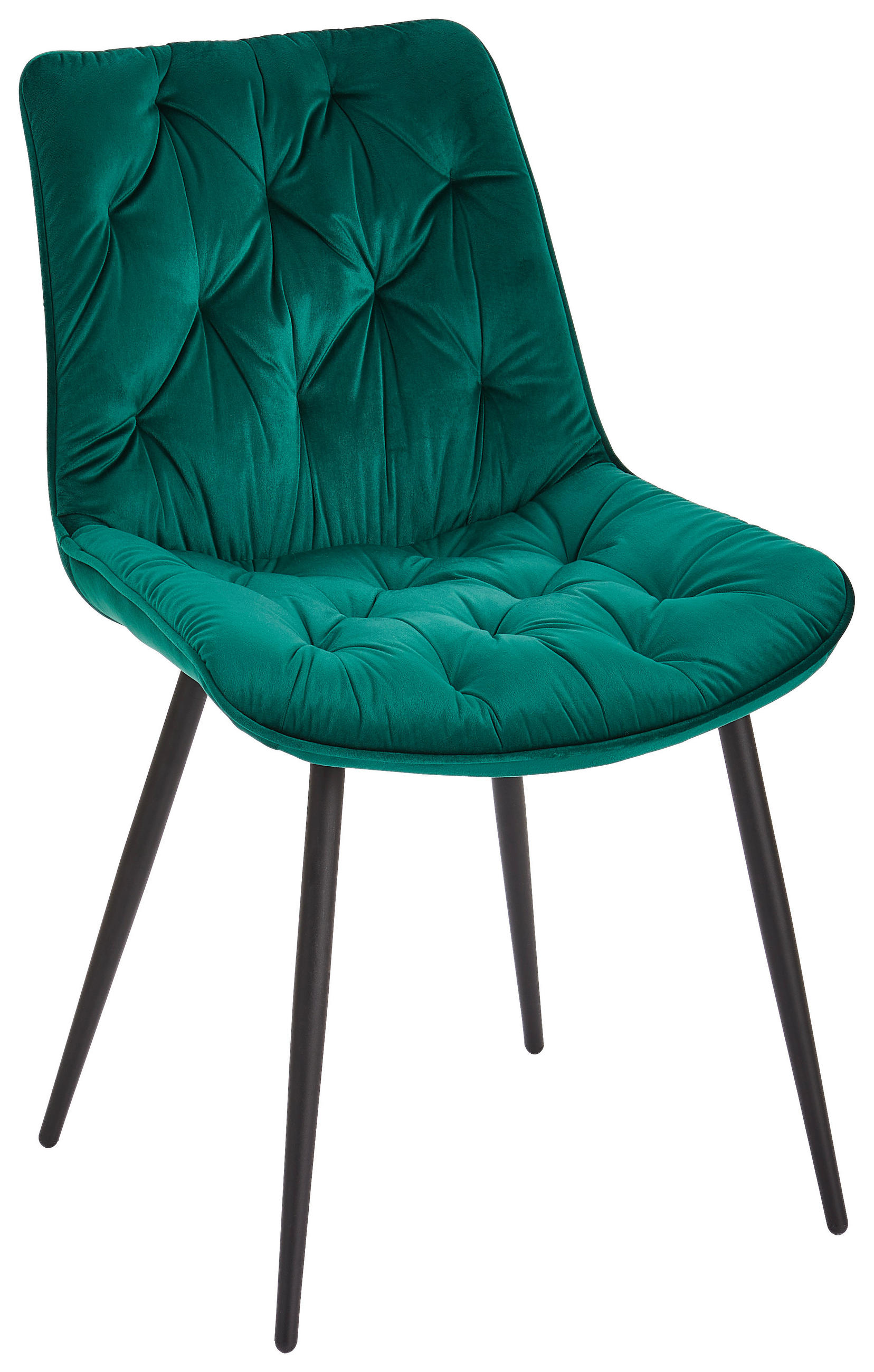 STUHL   Samt  Grün, Schwarz  - Schwarz/Grün, Modern, Holz/Textil (52/85/59cm) - Livetastic