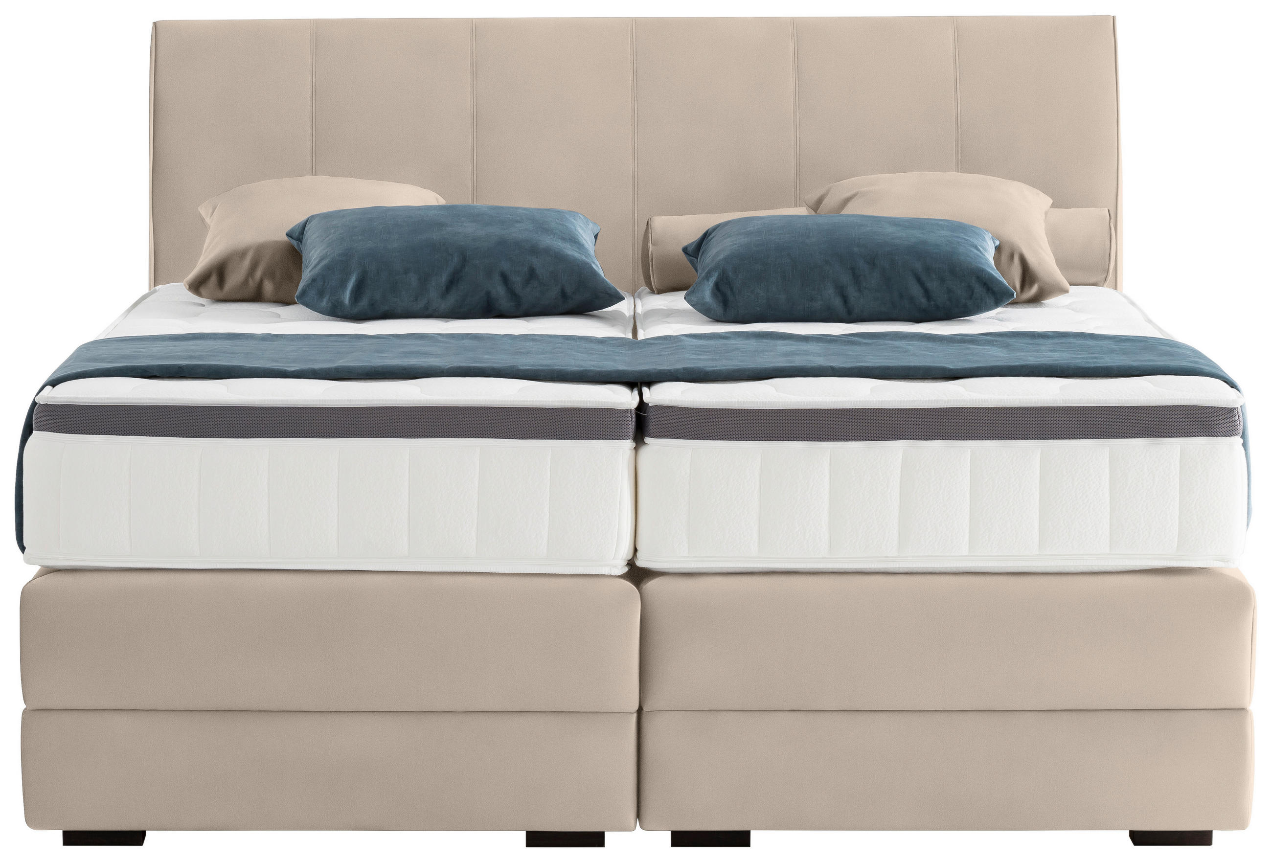 BOXSPRINGBETT 180/200 cm  in Sandfarben  - Sandfarben/Wengefarben, Konventionell, Holz/Textil (180/200cm) - Novel