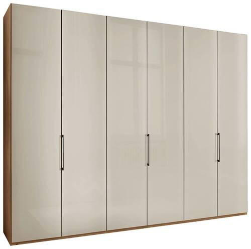DREHTÜRENSCHRANK 300/236/58 cm 6-türig Champagner, Eiche Bianco  - Schieferfarben/Eiche Bianco, KONVENTIONELL, Glas/Holzwerkstoff (300/236/58cm) - Dieter Knoll