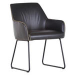 ARMLEHNSTUHL  in Lederlook  - Gelb/Schwarz, Design, Textil/Metall (56/80/62cm) - Ambia Home