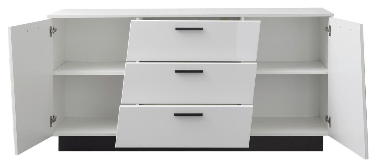 Comodă Cu Uși 160/80/43,6 cm  - alb/alb lucios intens, Lifestyle, plastic/material pe bază de lemn (160/80/43,6cm) - Livetastic