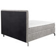 BOXSPRINGBETT 180/200 cm,  in Grau, Topper, H3 + H4 = fest + sehr fest  - Schwarz/Grau, Design, Textil/Metall (180/200cm) - Esposa