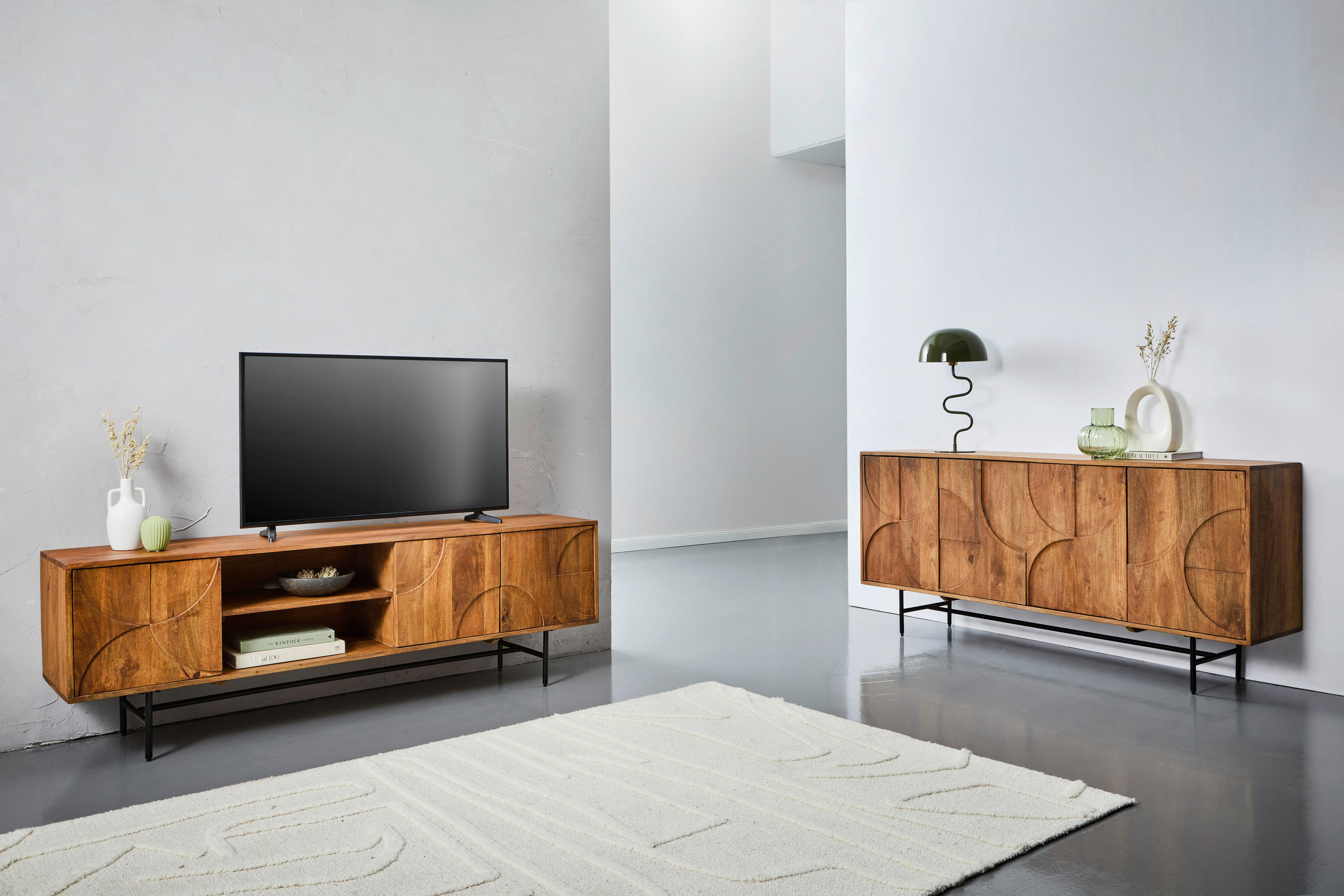 LOWBOARD  in 175/80/40 cm  - Grau/Honig, KONVENTIONELL, Holz/Metall (175/80/40cm) - Livetastic