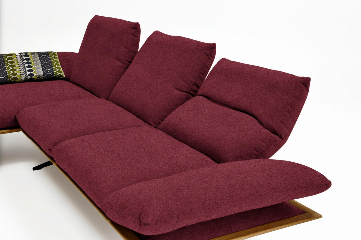 ECKSOFA in Flachgewebe Bordeaux  159/314 cm  - Bordeaux/Schwarz, Design, Holz/Textil (159/314cm) - Dieter Knoll
