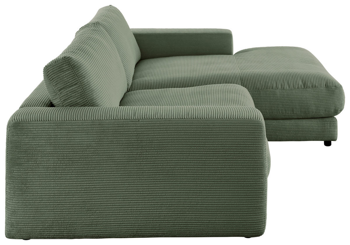 ECKSOFA in Cord Olivgrün  - Schwarz/Olivgrün, Design, Kunststoff/Textil (270/190cm) - Lomoco
