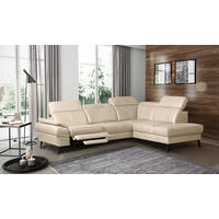 ECKSOFA Lederlook Echtleder Grau  - Schwarz/Grau, Design, Leder/Textil (264/211cm) - Livetastic
