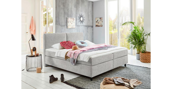 BOXSPRINGBETT 160/200 cm  in Hellgrau  - Hellgrau/Schwarz, KONVENTIONELL, Kunststoff/Textil (160/200cm) - Hom`in