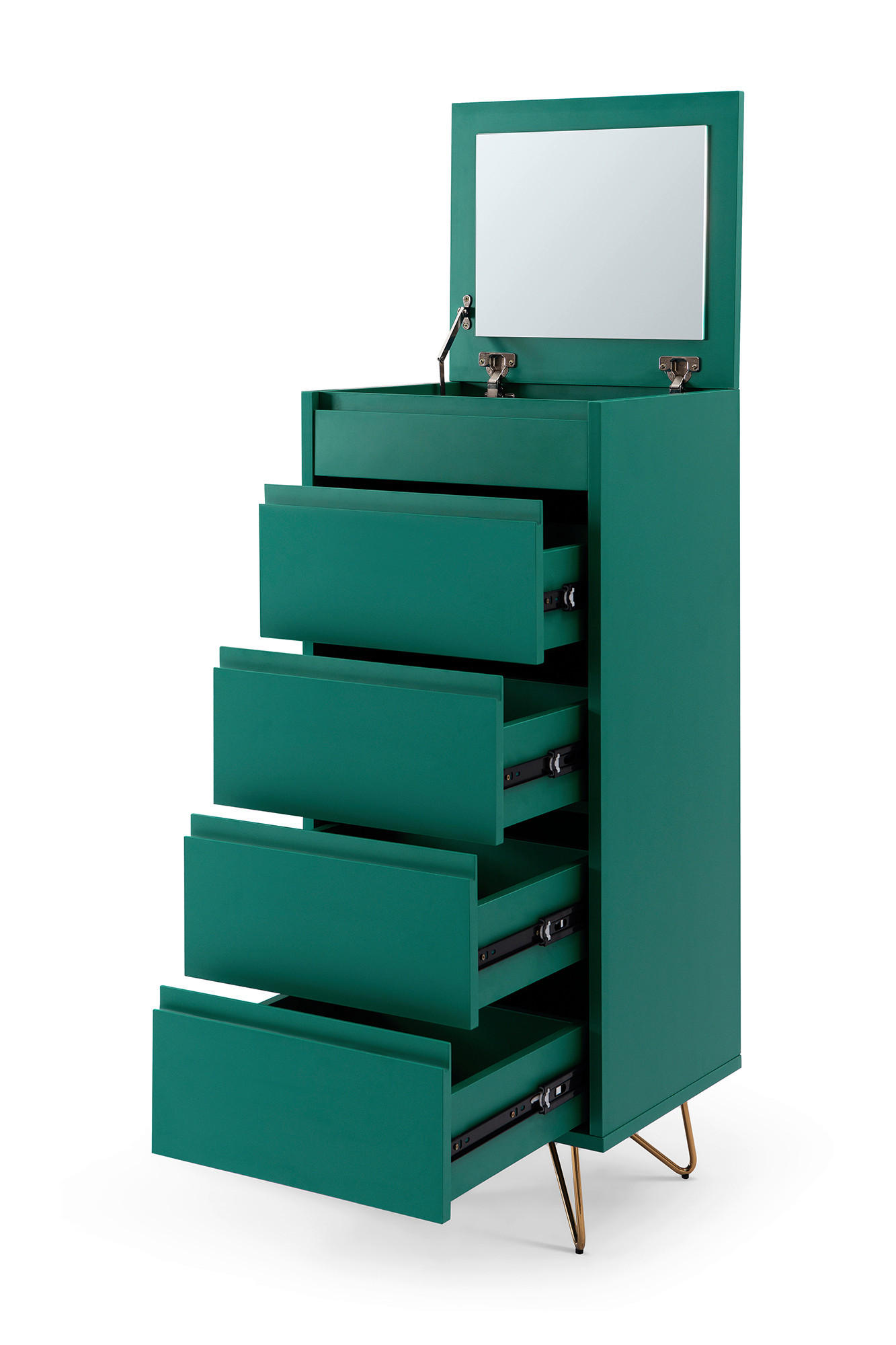 KOMMODE  in 45/110/40 cm  - Messingfarben/Grün, Design, Holzwerkstoff/Metall (45/110/40cm)