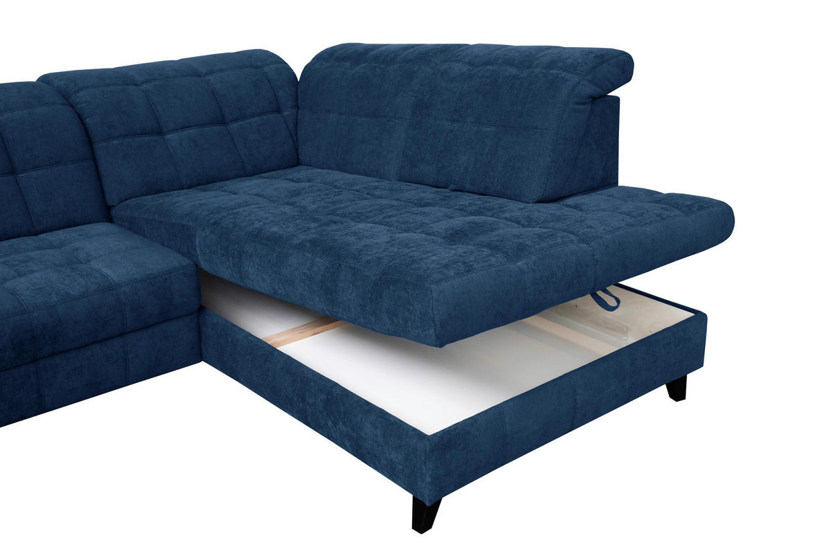 ROHOVÁ SEDACIA SÚPRAVA, textil, modrá - čierna/modrá, Design, drevo/textil (297/216cm) - Xora