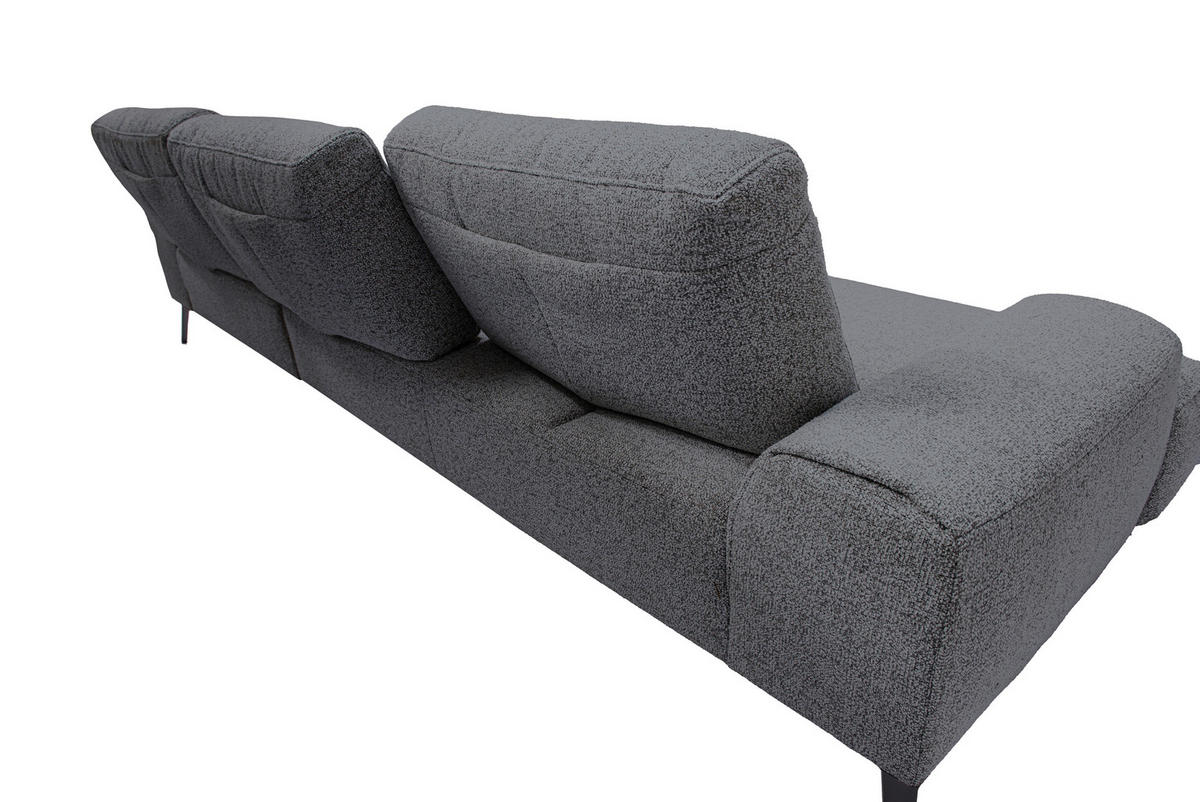 ECKSOFA in Flachgewebe Dunkelgrau  305/178 cm  - Dunkelgrau/Schwarz, Design, Textil/Metall (305/178cm) - Livetastic