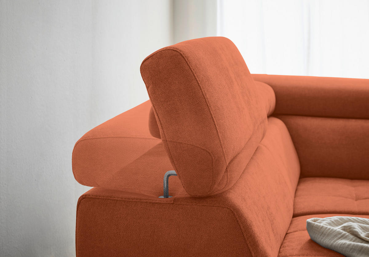WOHNLANDSCHAFT Orange Struktur  - Schwarz/Orange, Design, Textil/Metall (203/327/177cm) - Stylife