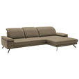 ECKSOFA in Echtleder Hellbraun  - Hellbraun/Schwarz, Design, Leder/Metall (332/193cm) - Dieter Knoll