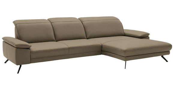 ECKSOFA in Echtleder Hellbraun  - Hellbraun/Schwarz, Design, Leder/Metall (332/193cm) - Dieter Knoll