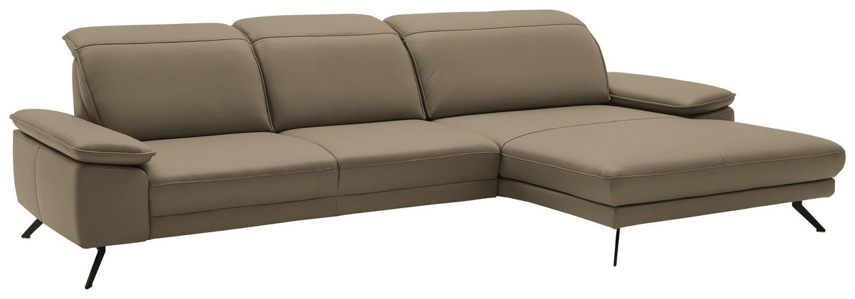 ECKSOFA in Echtleder Hellbraun  332/193 cm  - Hellbraun/Schwarz, Design, Leder/Metall (332/193cm) - Dieter Knoll