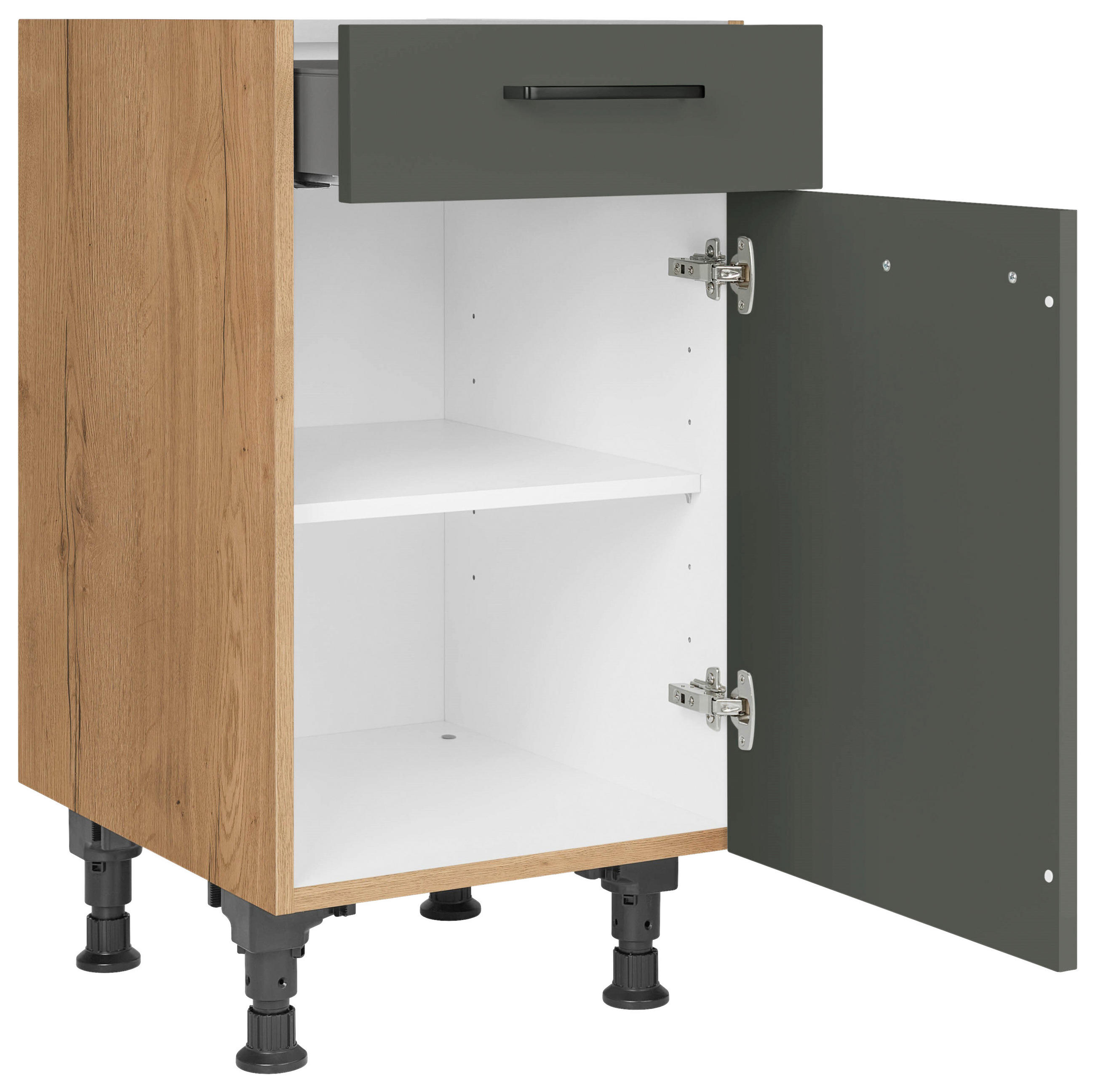 SCHUBKASTENUNTERSCHRANK 45/87/56 cm  in Grün, Eichefarben  - Eichefarben/Schwarz, MODERN, Holzwerkstoff/Metall (45/87/56cm) - Nobilia