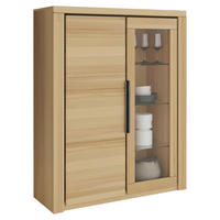 VITRINE Brunei in massiv Buche Buchefarben  - Buchefarben/Schwarz, Design, Glas/Holz (108,4/141/40cm) - Livetastic