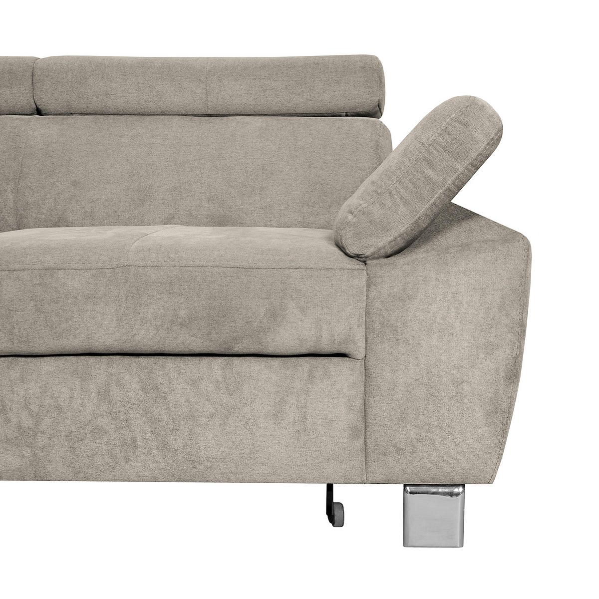 ECKSOFA Hellbraun Mikrofaser  - Chromfarben/Hellbraun, Design, Textil/Metall (208/248cm) - Livetastic