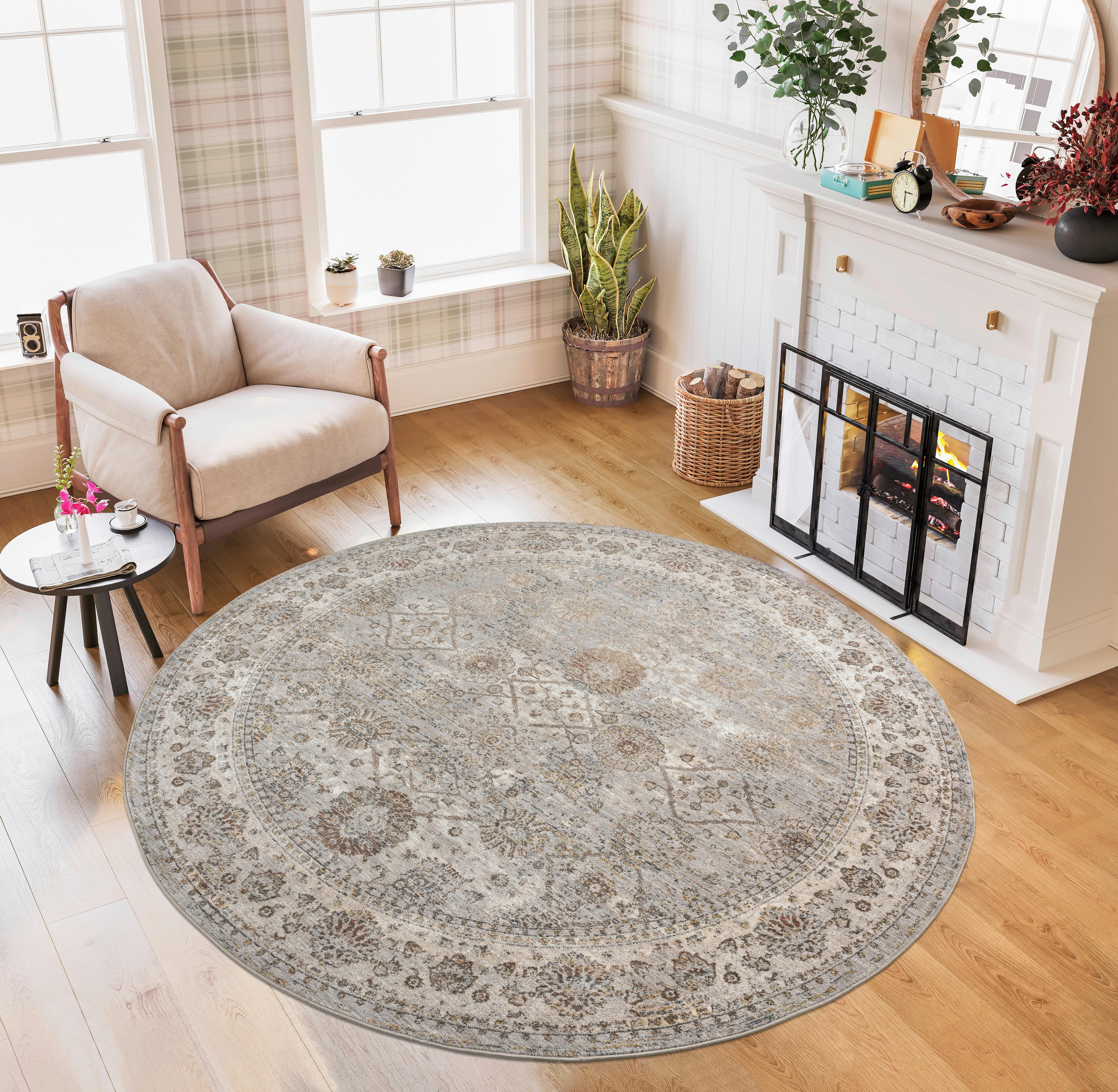 VINTAGE-TEPPICH 200 cm Paulien Grau, Beige rund  - Beige/Grau, Design, Textil (200cm) - Dieter Knoll