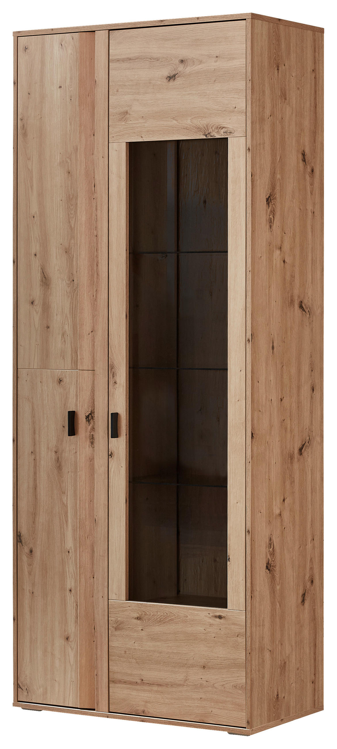 VITRINE  in Eiche Artisan - Anthrazit/Eiche Artisan, KONVENTIONELL, Glas/Holzwerkstoff (88,6/206/37,2cm) - Xora