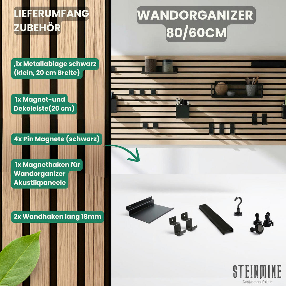 KÜCHEN-ORGANIZER-SET  - Schwarz/Braun, Basics, Holzwerkstoff/Metall (80/60/2cm)