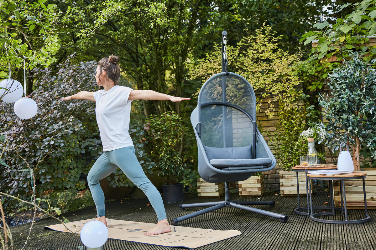 HÄNGESESSEL  - Blau/Anthrazit, KONVENTIONELL, Kunststoff/Textil (123/195cm) - Siena Garden