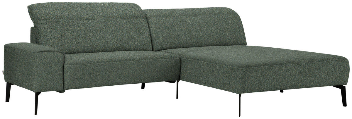 ECKSOFA in Mikrofaser Dunkelgrün  - Dunkelgrün/Schwarz, Design, Textil/Metall (273/203cm) - Johann Jakob