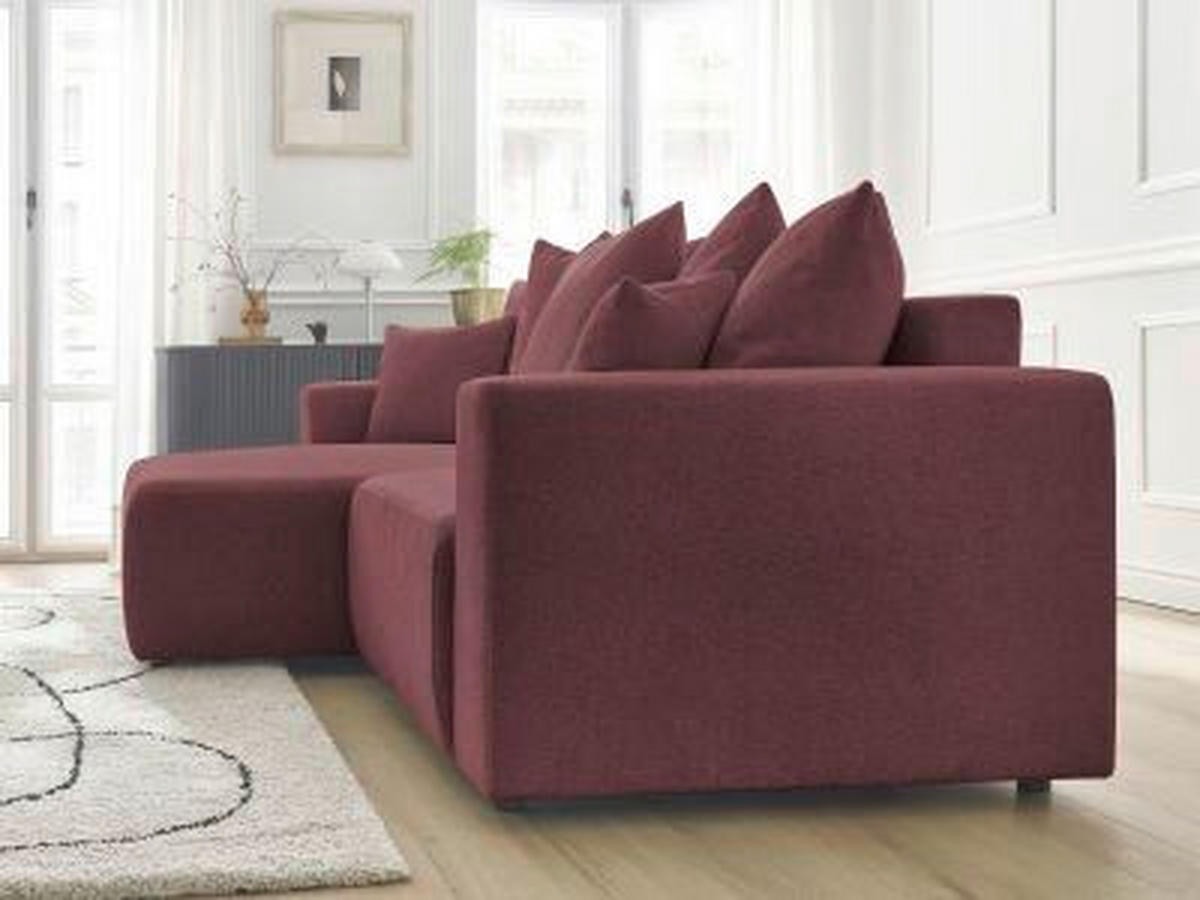 ECKSOFA Ottomane links  ATILLA Rot Flachgewebe  - Rot/Schwarz, MODERN, Kunststoff/Textil (149/244cm)