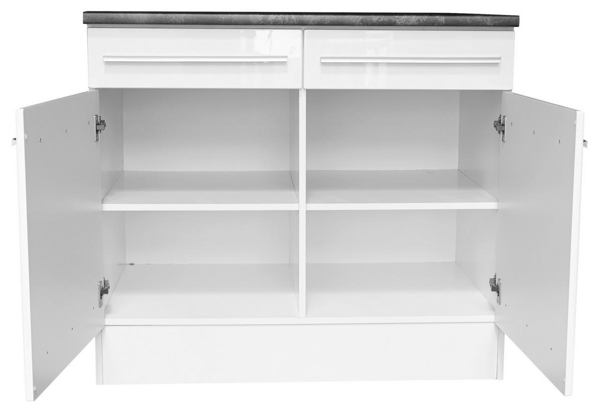 SCHUBKASTENUNTERSCHRANK 100/90/60 cm  in Weiss, Weiss Hochglanz  - Weiss Hochglanz/Weiss, Basics, Holzwerkstoff/Kunststoff (100/90/60cm) - MID.YOU