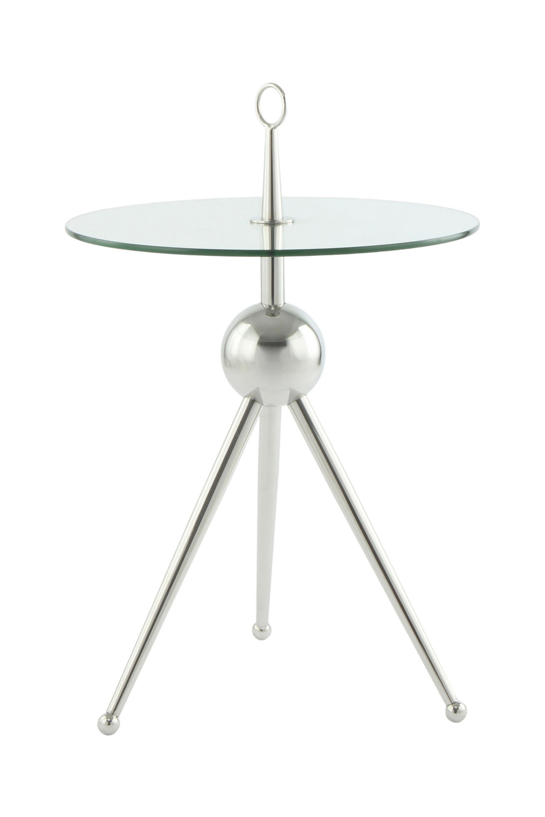 BEISTELLTISCH 46/46/52 cm Silberfarben rund  - Silberfarben, Design, Glas/Metall (46/46/52cm) - Kayoom