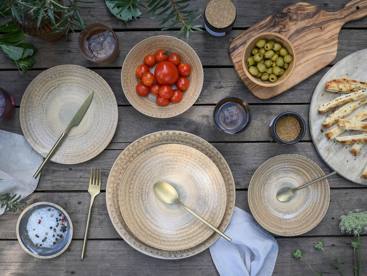 TAFELSERVICE Braun, Sandfarben Neapel Sand 16-teilig  - Sandfarben/Braun, Basics, Keramik - Creatable