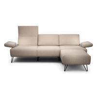 3-SITZER-SOFA Cosy Chenille Sandfarben  - Sandfarben/Schwarz, Design, Textil/Metall (234-264/85/86-94cm) - SENSOO